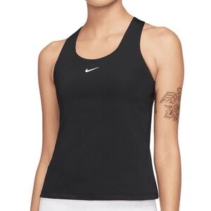 Nike Womens Black Swoosh Medium-Impact Sports Bra Tank Top Size M EUC Activewear